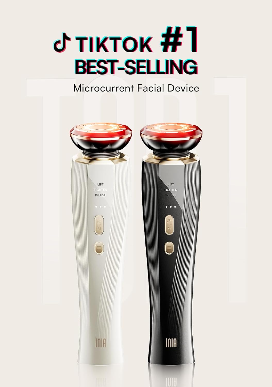 INIA 3-in-1 Red Light Therapy for Face and Neck Beauty Device for Puffiness & Skin Firming Skincare Tool