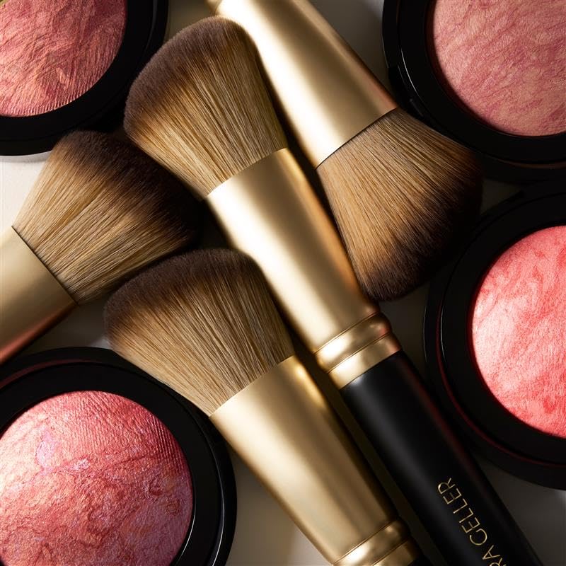 LAURA GELLER NEW YORK Baked Blush-n-Brighten Marbleized Blush + Angled Brush (02 Pink Buttercream, 47mm)