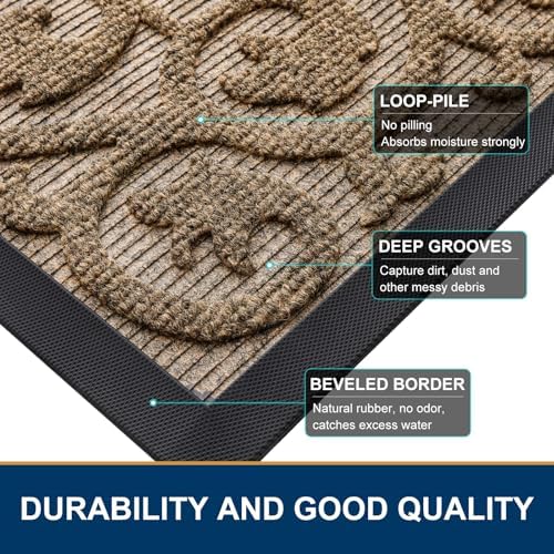 Smiry Front Door Mat Outside Entrance, Low Profile Rubber Doormat - Image 5