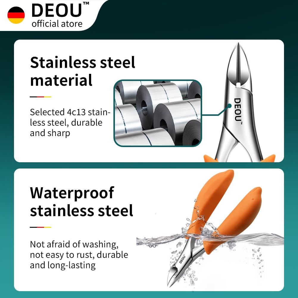 Podiatrist Toenail Clippers Ingrown Toenail Tools for Thick Nails and Inlaid Nails,Manicure and Pedicure Clippers,Heavy Duty Nail Clippers, Pedicure Tools (Orange+Nail Remover)