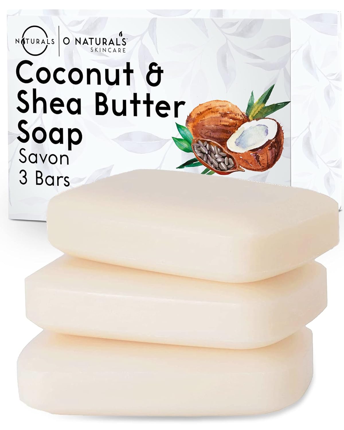 O NATURALS 3-Pack Organic Soap Bar 4oz each Set - 100% Vegan Cold Process Body Wash Scented Premium Essential Handmade Soap - Natural Soaps for Men Women, Face, Body - Coconut and Shea Butter