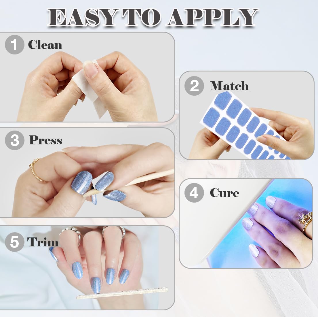 Semi Cured Gel Nail Strips, 20 pcs Gel Nail Stikers, Gel Nail Wraps Semi Cured, Salon-Quality, 2 Weeks Long Lasting, Large, Pretty in Pink Designs