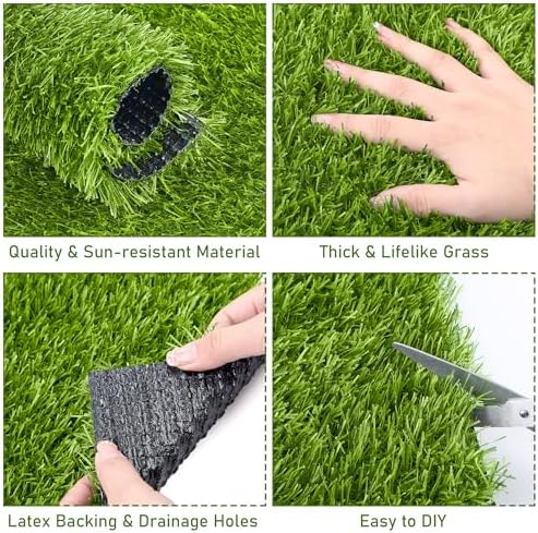 TURSTIN 30 Pcs Artificial Grass Mat, 12 x 12 Inch Synthetic Turf Squares - Image 4