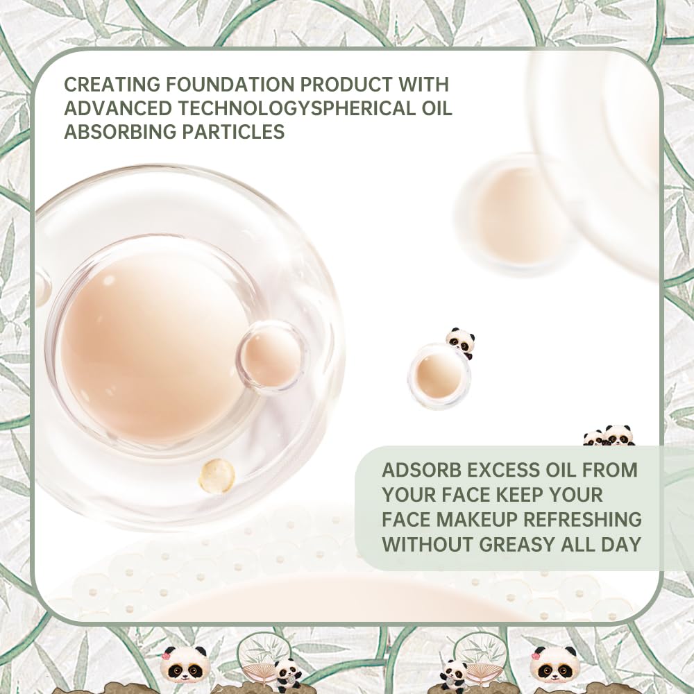 CATKIN Panda Land Full Coverage Cushion Fondation, Breathable Hydrating Nourishing Poreless Face Makeup Save for Sensitive Skin,Sheer Finish (C04 Buff)