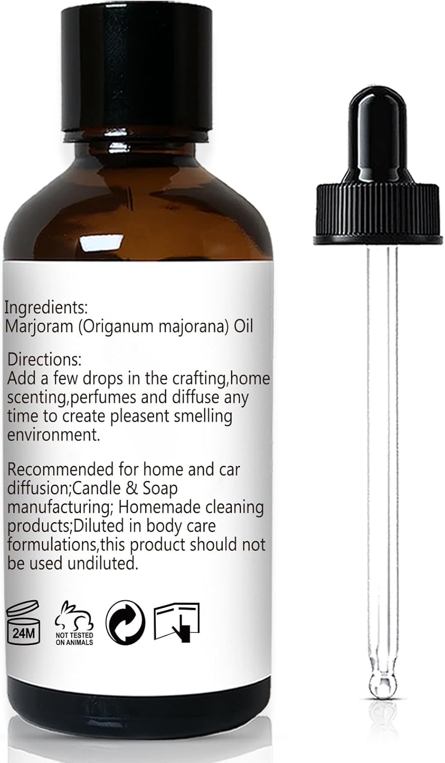 Marjoram Essential Oil 1 Oz – 100% Pure Natural Sweet Marjoram Essential Oil for Diffuser, Skin, Massage & DIY, Fresh Herbal Aroma