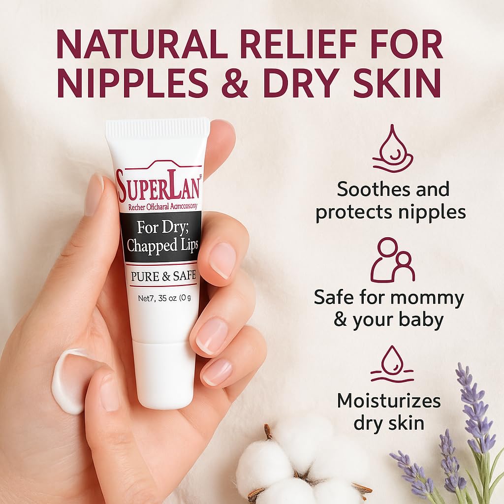 Lanolin Lip Balm 3 pack - Organic Lip Repair for Hot/Dry Weather - Natural nipple cream - Moisturizer for cracked lips - Hydrating lip care - Ultra pure jojoba oil - Chapstick Men & Women (1.05 oz)