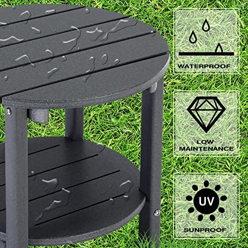 LZRS Round Adirondack Side Table Double End Table, Outdoor Side Tables - Image 4