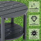 LZRS Round Adirondack Side Table Double End Table, Outdoor Side Tables - Image 4