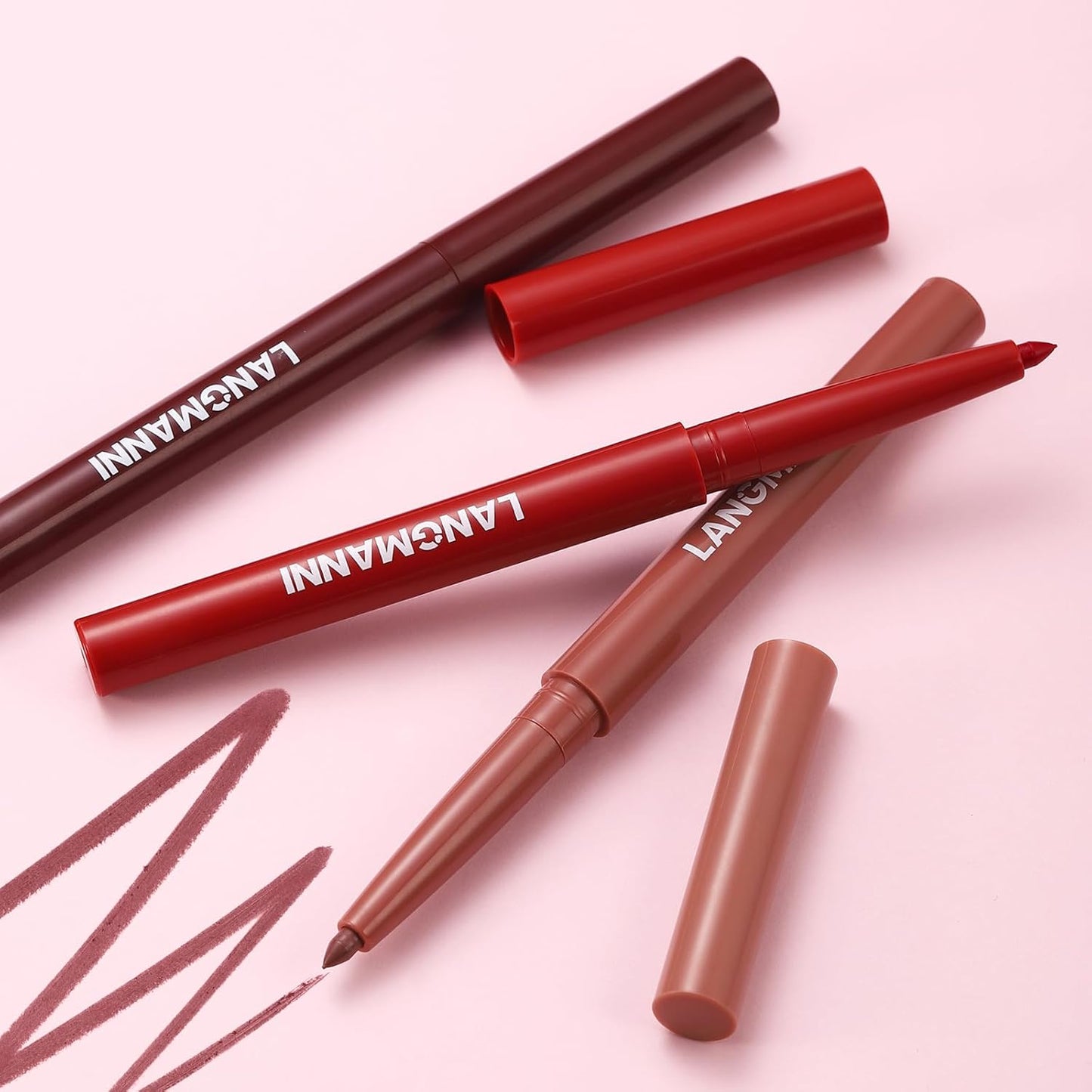 Jolilab 4Pcs Lip Set: 2 Colors Lip Liner+2 Colors Lipstick, Matte/Creamy,Smooth Creamy Texture,Long-Lasting,Bold/Nude Shades for Daily/Party, Vegan, Gift for Makeup Lovers.(#03+04)