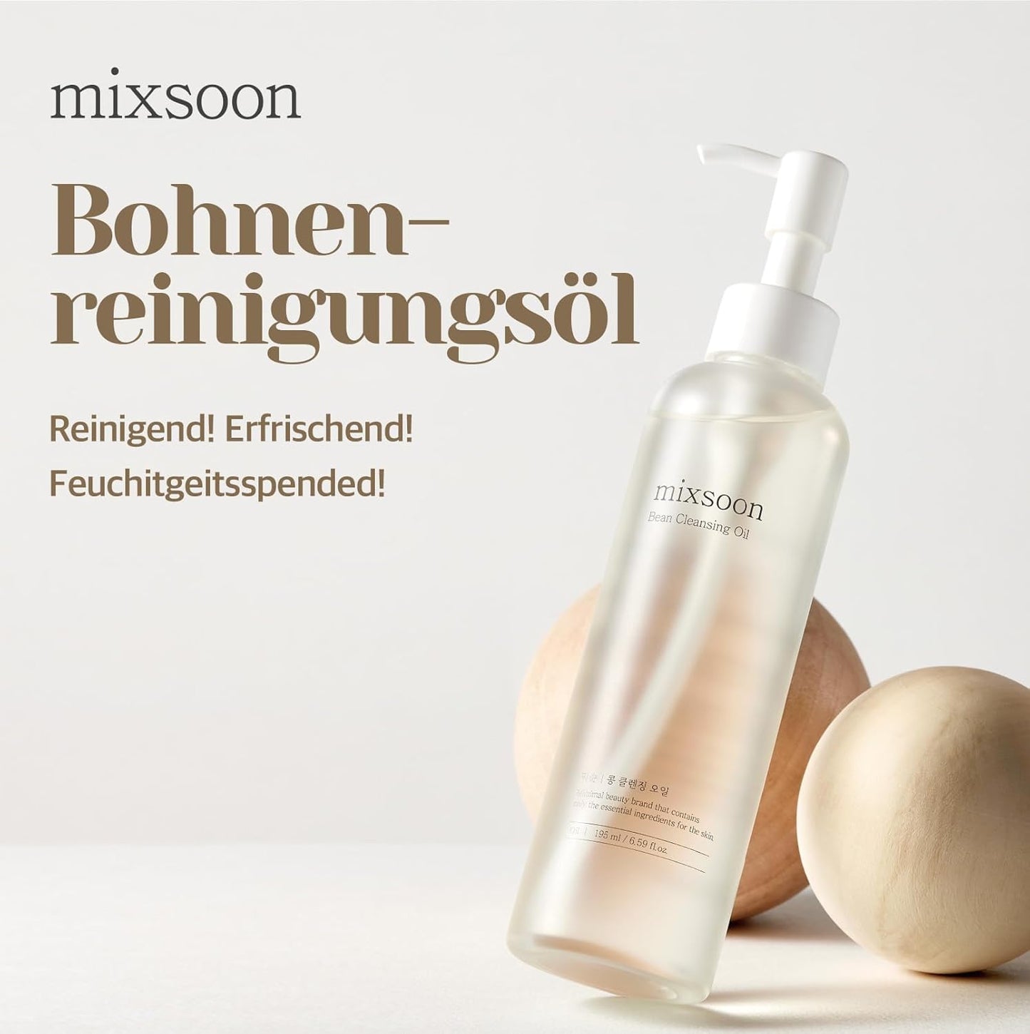 mixsoon Bean Cleansing Oil 6.59 fl oz / 195ml Lightweight Oil Cleanser Make up Remover for daily skin care routine Korean Glass Skin Care