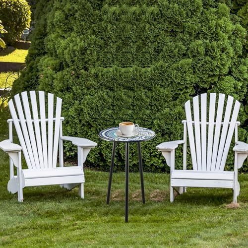 Party Zealot 2 Packs Metal Mosaic Round Side Tables 13.4" Small Outdoor Patio - Image 7
