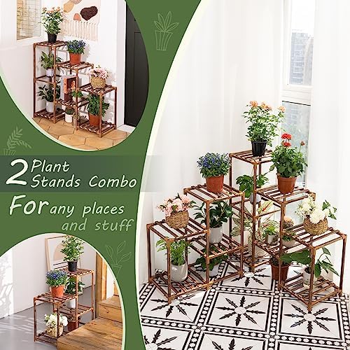 Uneedem Plant Stand Indoor Outdoor, 10 Tiered Plant Shelf Wood Plant Rack - Image 3