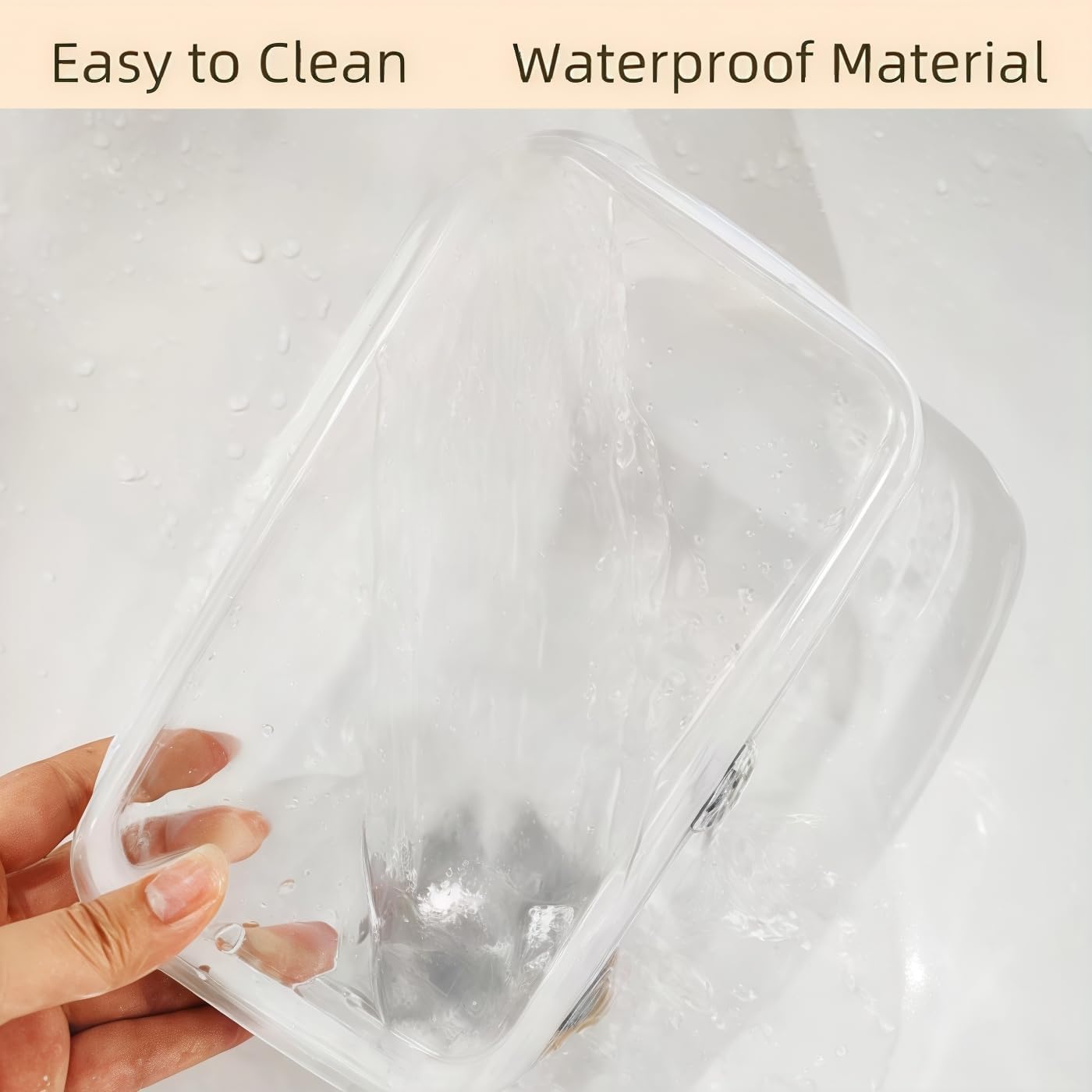 3 Pcs Zippered Transparent Cases，Clear Hard Pouch，Portable Double Zipper Hard Bag,Waterproof Clear Hard Shell Zipper Case for Cosmetic Storage, Snacks, Pencil Case (Small*3)
