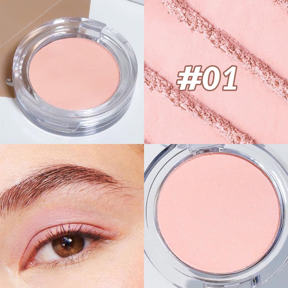 Monochrome Matte Eyeshadow Palette,Off White Pink Nude Neutral Matte Pressed Powder Single Vegan Eyeshadow,Long-Lasting Sheer Eye Makeup Apply Makeup Easily,Smooth Formula; Talc,Vegan & Cruelty-Free