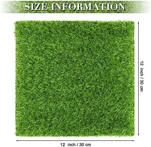 TURSTIN 12 Pieces Artificial Grass Mat Square 12 x 12 Inch Fake Turf Patch - Image 2