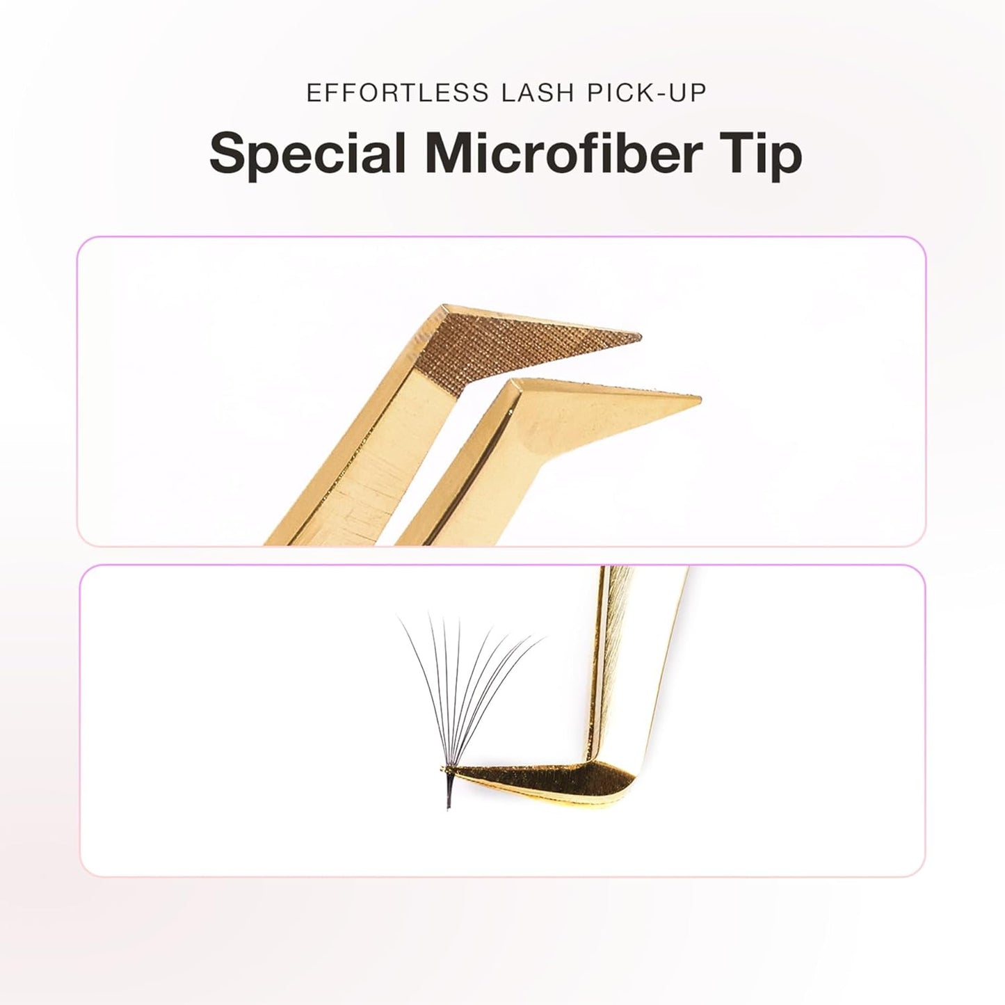 Curacoro Lash Tweezer - Professional & Precision Fiber Tip Grip Lash Tweezers for Eyelash Extensions, Multi Shapes & Purposes Tweezers for Volume, Isolation & Classic Lashes (Gold, All The Fluff)