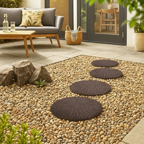 Tierra Verde 4-Pack 18”x18” Cracked Log Rubber Stepping Stones - Image 5