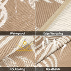 Pauwer Waterproof Outdoor Rug 6ft, Plastic Straw Patio Rug, Leaf Brown - Image 4