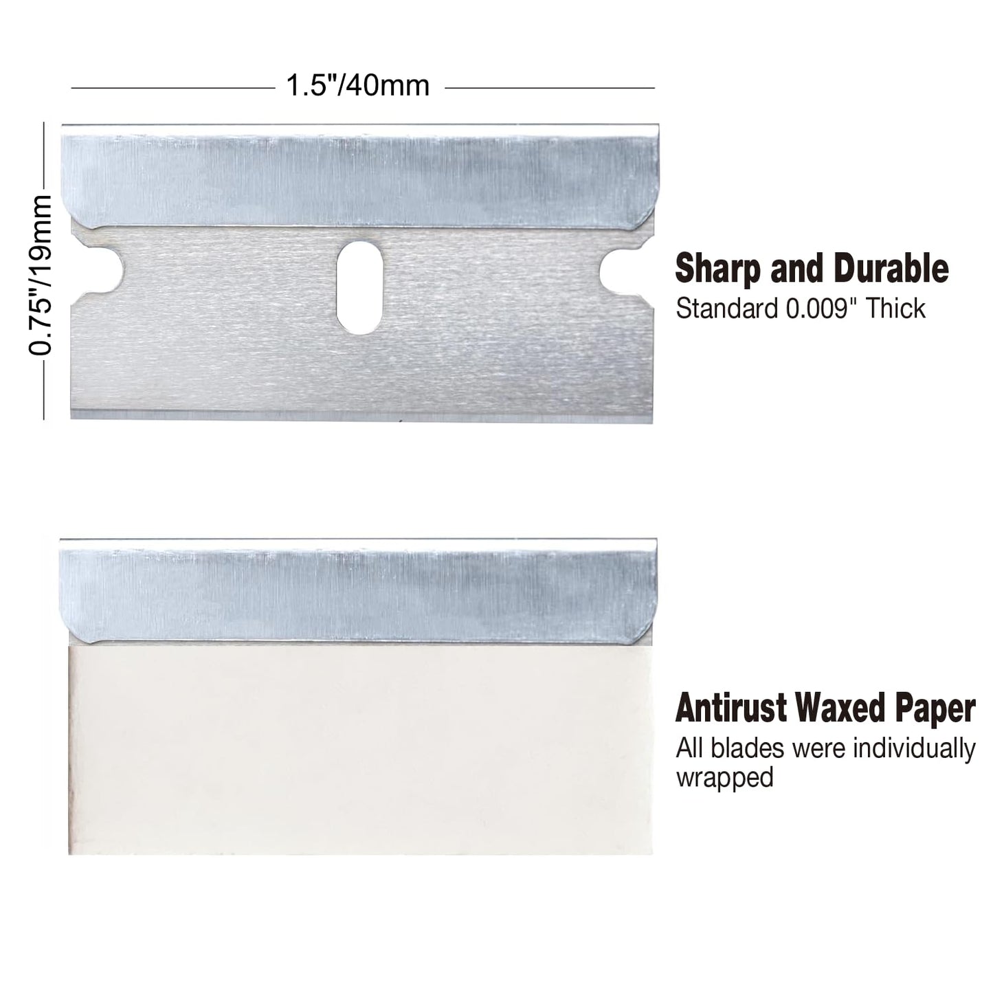 Great Andrew Single Edge Razor Blades, 100 Pack Straight Edge Razor Blade, Safety Blade Refills, Blade Scraper for Box Cutting, Crafts, DIY, Heavy Duty & Industrial Use