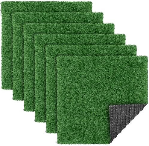 TURSTIN 18 Pieces Artificial Grass Mat 12 x 12 Inch Synthetic Grass Square Mats by TURSTIN