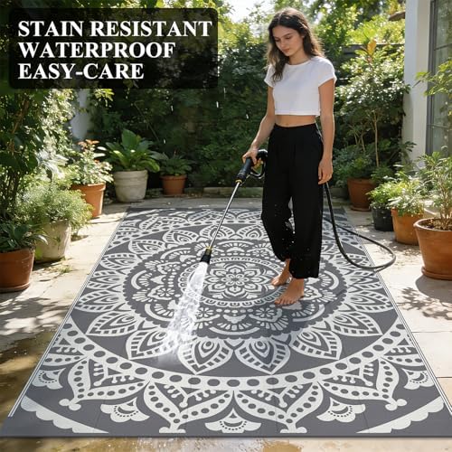 Bsmathom Waterproof Outdoor Rug 5'x8' Grey - Image 6