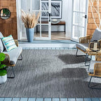 SAFAVIEH Courtyard Outdoor Square Rug 4', Modern Black & Beige CY8022-36621 by Unknown