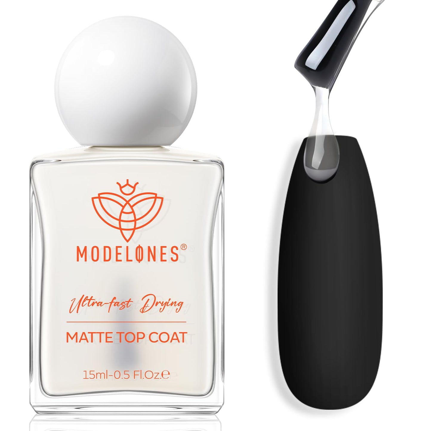 modelones Matte Top Coat Nail Polish, Quick Dry No Chip Long Lasting Clear Nail Polish Top Coats Classic Matte Effect Protects Color & Nails Top Coat Manicure Salon Quality 0.5 Fl Oz