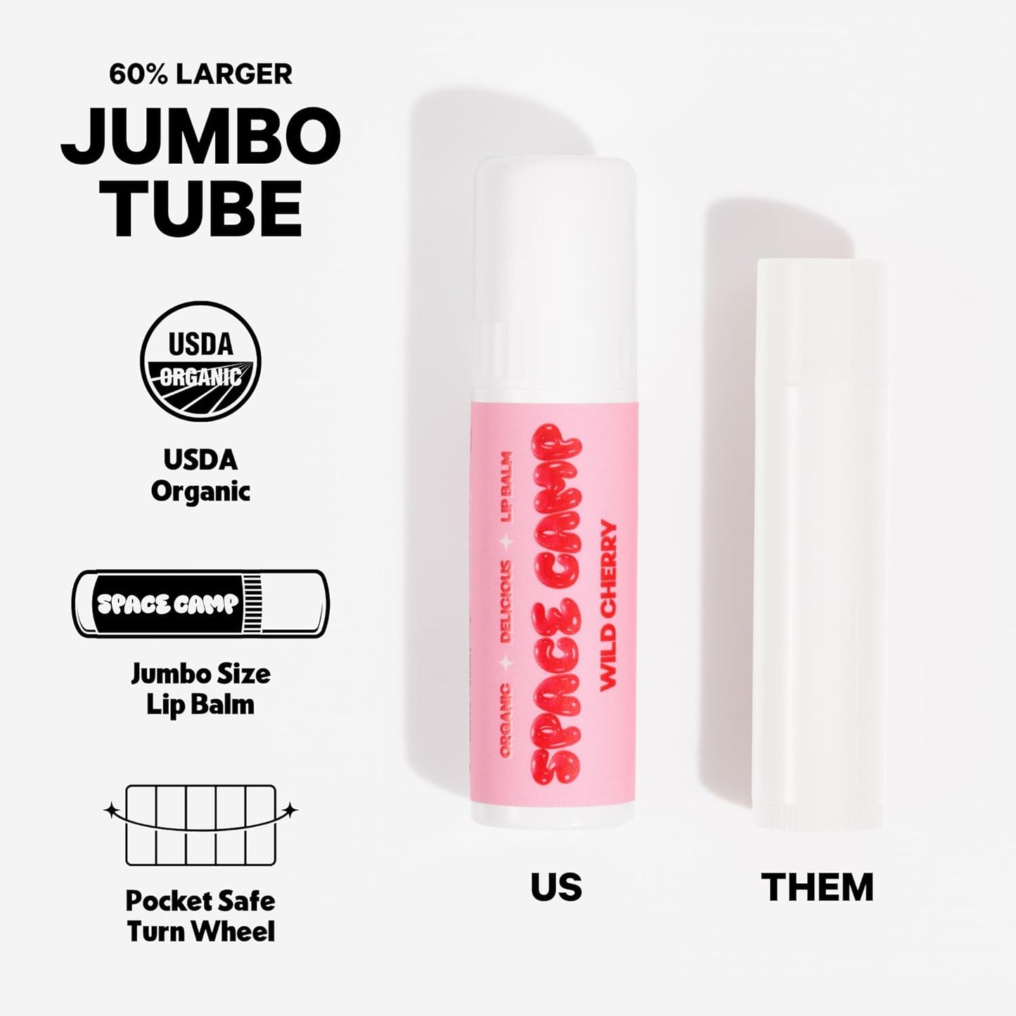 Space Camp Wellness Jumbo Lip Balm - Coconut Cream Organic Flavored Balm (2 Pack)