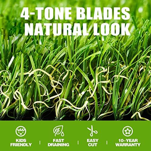 Premium Artificial Grass 4' x 15' Outdoor Rug, 1.38"" Realistic Thick Turf - Image 3
