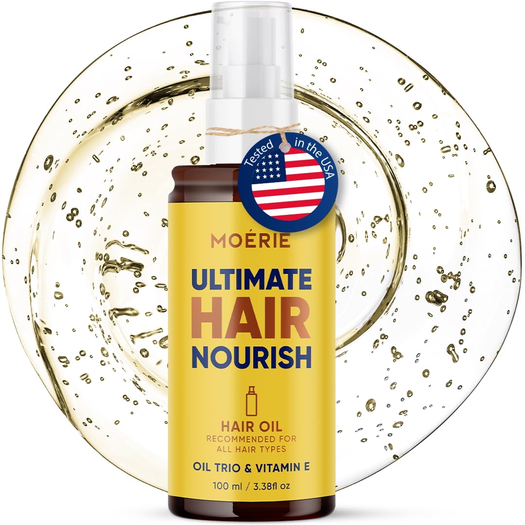 Moerie Ultimate Hair Oil for frizzy, dry and damaged Hair - Deeply Nourishing Rejuvenation - With Vitamin E, Jojoba & Hemp