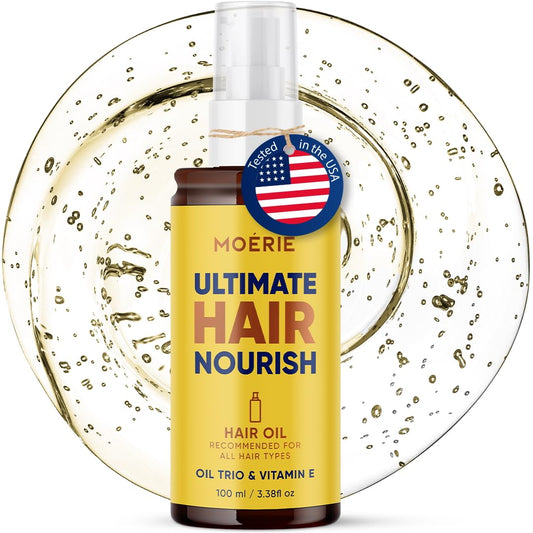 Moerie Ultimate Hair Oil for frizzy, dry and damaged Hair - Deeply Nourishing Rejuvenation - With Vitamin E, Jojoba & Hemp