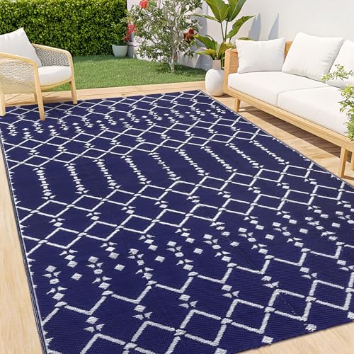 Smiry Outdoor Rug 8x10 ft Waterproof Reversible Boho Mat by Smiry