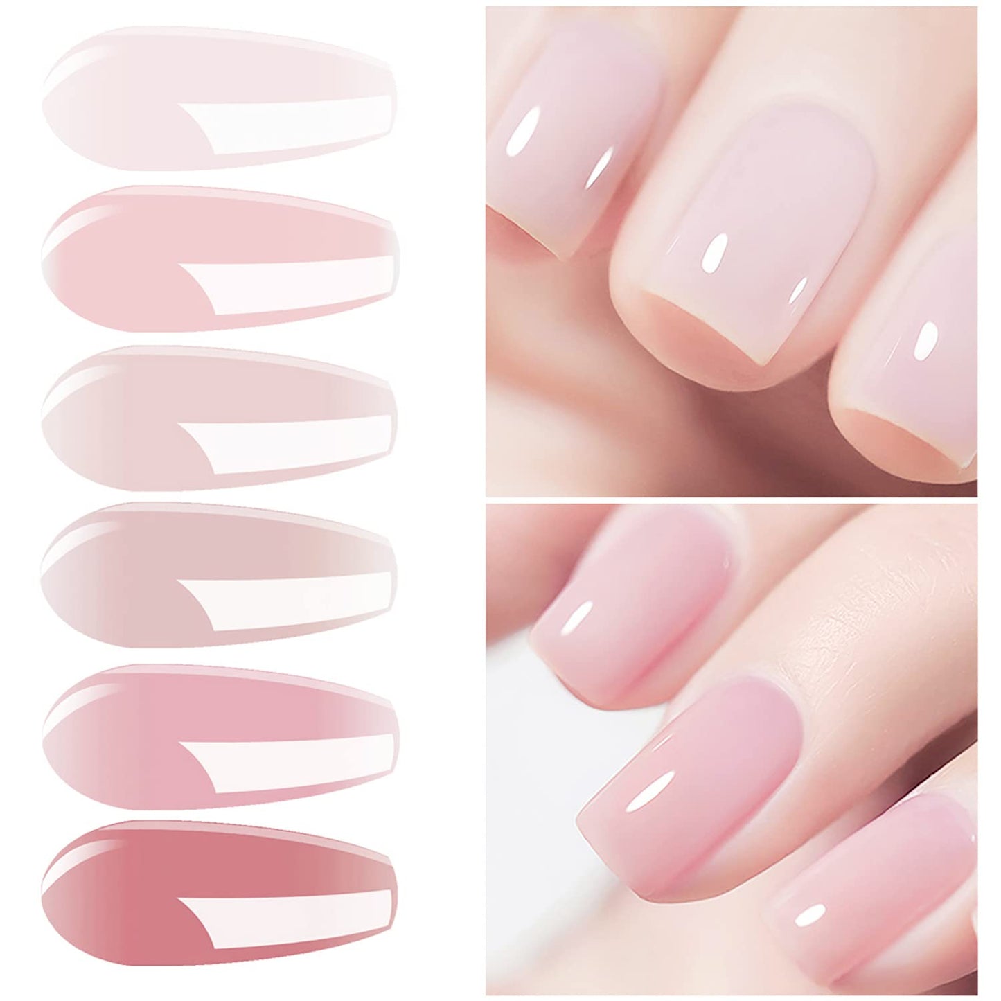 Vishine Gel Nail Polish Kit UV Light, 36W UV LED Nail Dryer Lamp, 6 Sheer Milky Pink Jelly Transparent Colors Base Top Coat Professional All-in-One Nail Art Manicure Tools