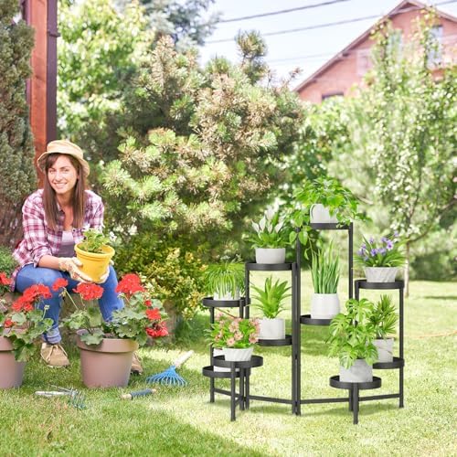 iDavosic.ly Plant Stand Indoor Outdoor, 10 Tier Metal Corner Shelf - Image 6