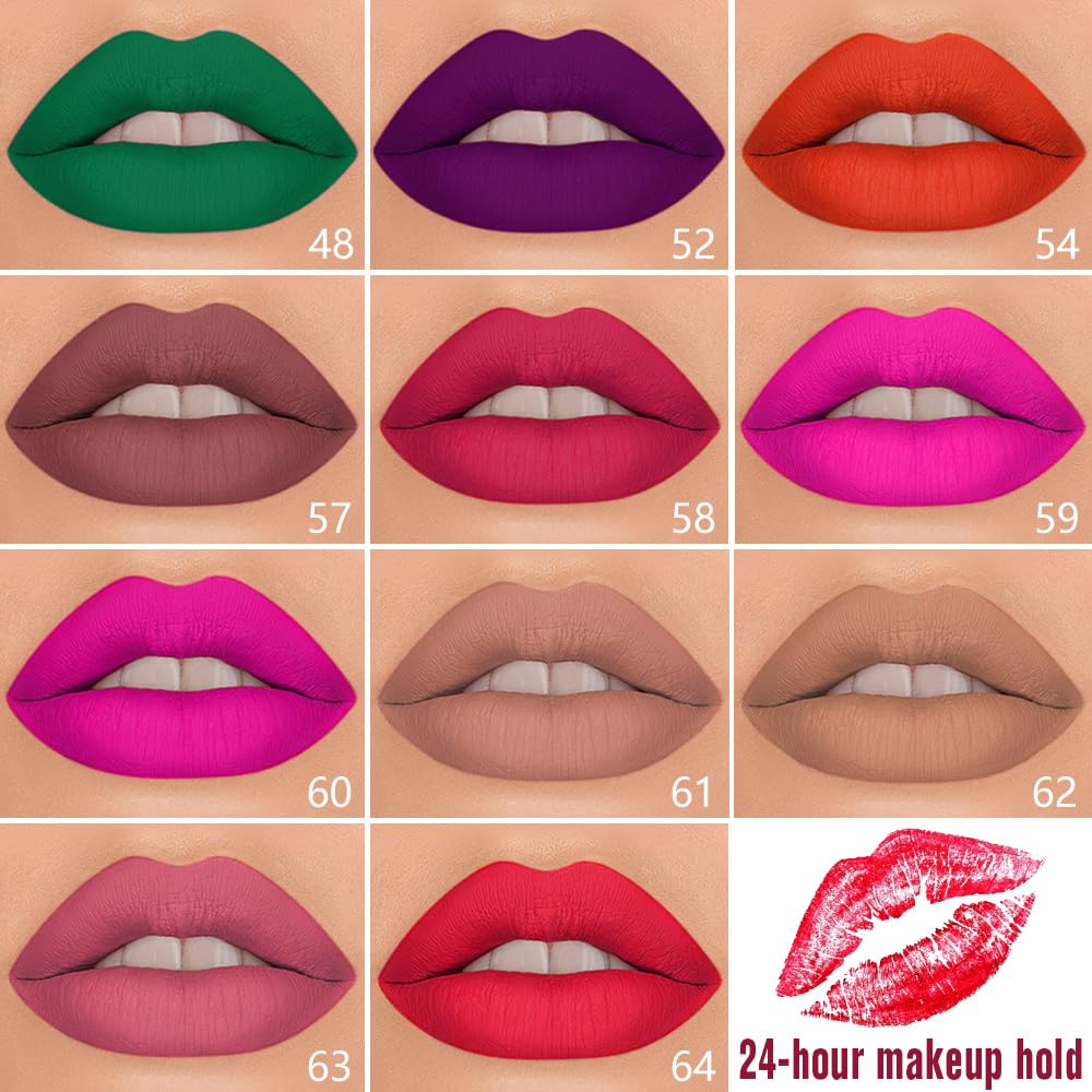 evpct 1Pcs Nuetral Nude Matte Lip Liner & Liquid Lipstick Stain Makeup Set for Women, Nude Lip Liner Stain Long Lasting Waterproof Smudge Proof, Cruelty Free Lip Stick Makeup 24 hours originales, 61