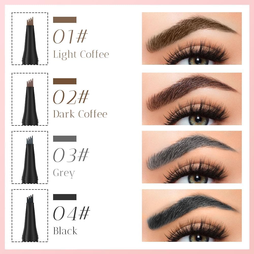 Microblading Eyebrow Pencil, 2025 New Waterproof Eyebrow Pencil, Premium Microblading Eyebrow Pen with 4 Tip, Long-Lasting Natural Magic Eyebrow Makeup Fine Stroke Eye Brow Pen for Women (Dark Brown)