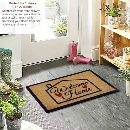 Gardenised Heavy Duty Coco Coir Doormat Non Slip PVC Baking Embossed Welcome - Image 4