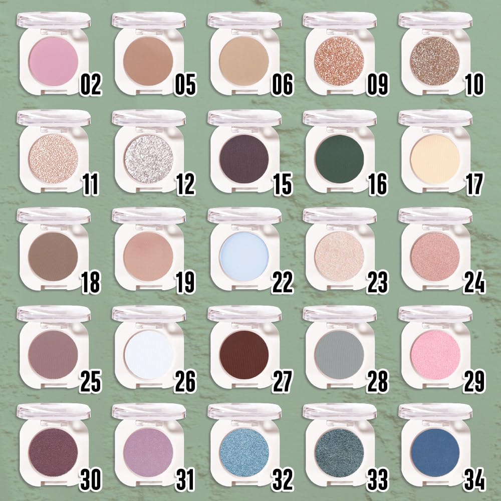 Green Single Matte Eyeshadow Makeup, Neutral Powde Eye Shadow for Women, Forest Green Matte Singles Eyeshadow Palette Pigmented Waterproof, sombras para ojos,Girls Monochrome Eyeshadows Gift 16