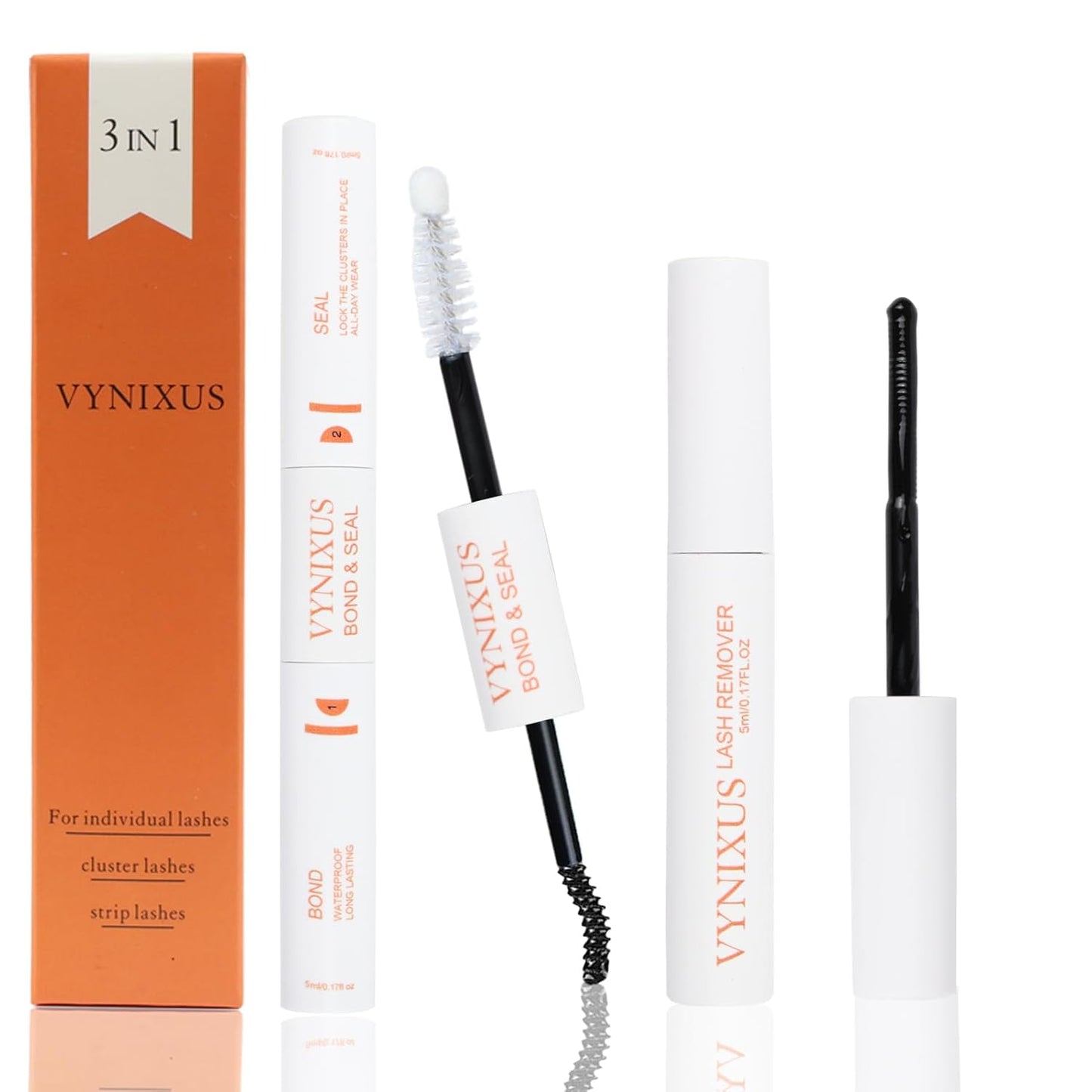 Lash Bond and Seal Waterproof 3-IN-1 Lash Remover for Lash Extensions Lash Glue for Eyelash Clusters DIY Eyelash Extension Remover Lash Cluster Glue Kit Eyelash Remover 15ml (Black)