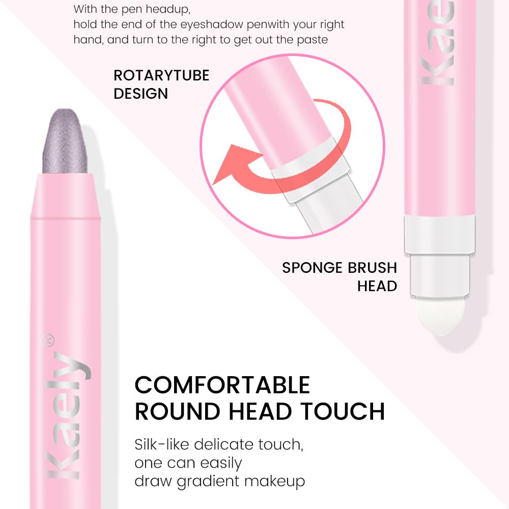 evpct 1Pcs Smoky Amethyst Shimmer Cream Eye Shadow Brightener Sticks for Eyes Waterproof Pigmented, Double Ended Cream Eyeshadow Stick Pencil Pen with Applicator, Eye Shadow Palette Highlighter Makeup