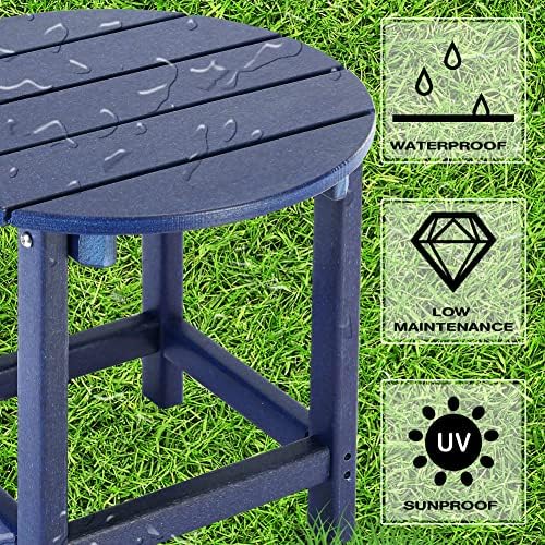 LZRS Round Adirondack Patio Side Table End Table, Outdoor Side Tables - Image 4