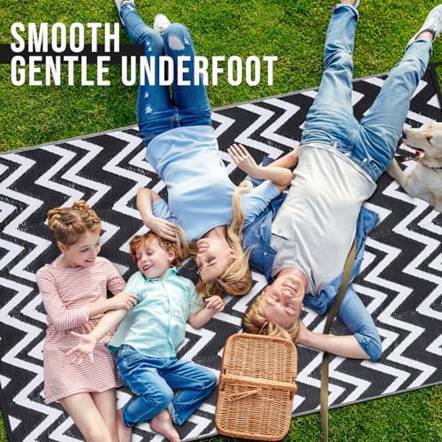 OLANLY Outdoor Rug 8x10 ft Waterproof Reversible Chevron Mat - Image 5