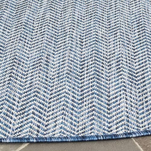 SAFAVIEH Courtyard Outdoor Round Rug 4', Modern Navy & Grey CY8022-36821 - Image 4