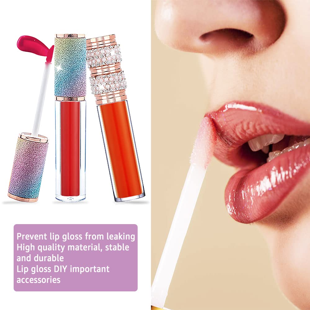 AMORIX 72 Pack 5ml Rainbow Lip Gloss Tubes with Wand 5ml Lip Gloss Containers Empty Lipgloss Bottles + 4pcs Syringes for DIY Lip Gloss Balm