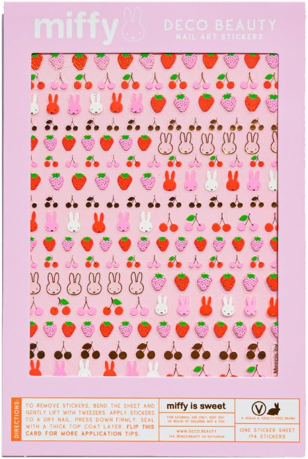 Miffy is Sweet Nail Stickers - Lightweight & Easy-to-Apply Nail Art with Trendy Designs - Durable & Long-Lasting Nail Stickers for Women, Ideal for DIY Manicures & Salon-Quality Nails