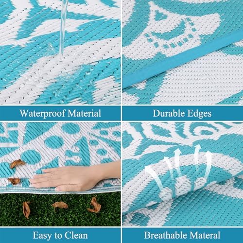 Bsmathom Waterproof Outdoor Rug 5'x8' Reversible Boho Plastic Straw Patio Deck - Image 4