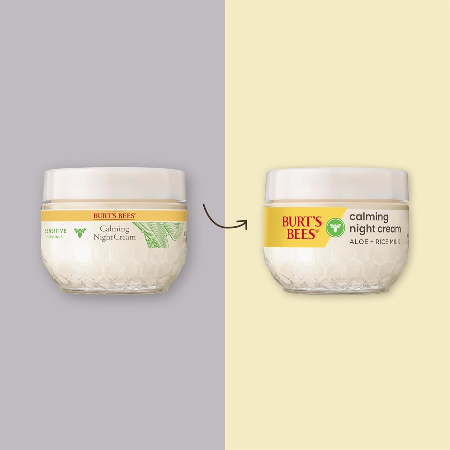 Burt's Bees Calming Night Cream With Aloe and Rice Milk, Face Moisturizer For Sensitive Skin Infuses Skin With Moisture While You Sleep, 98.8 Percent Natural Origin Skin Care, 1.8 oz. Tub