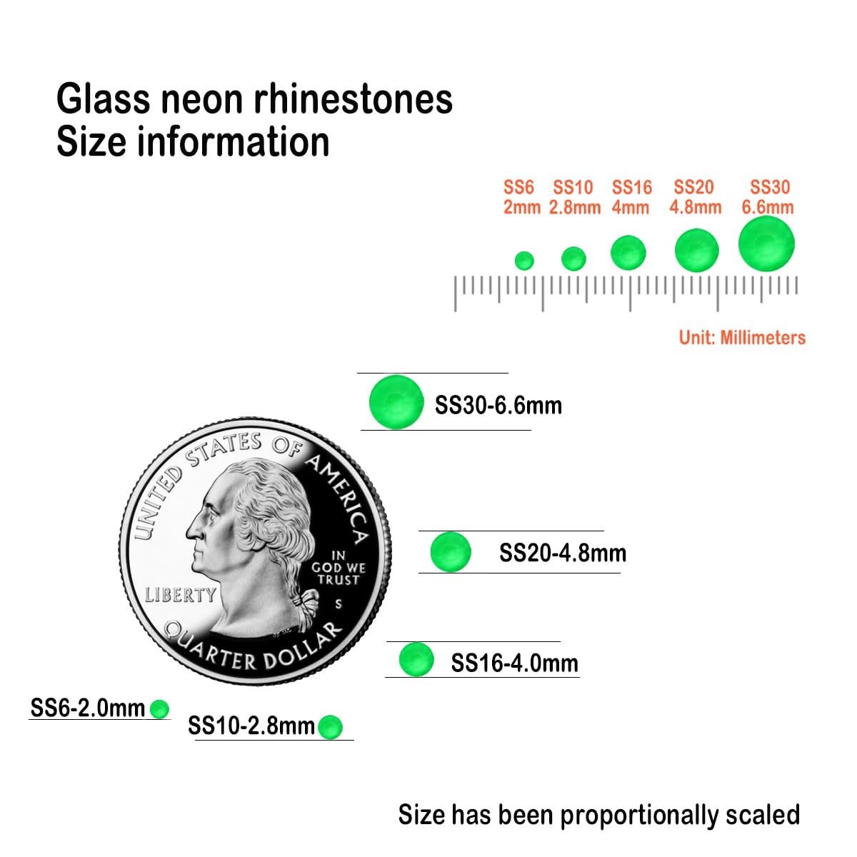 Flatback Glass Rhinestones,Bedazzler Gems 1440pcs Non Hotfix Crystal Rhinestones for Nail Charms Crafts Clothes Tumblers,Green Neon,SS16