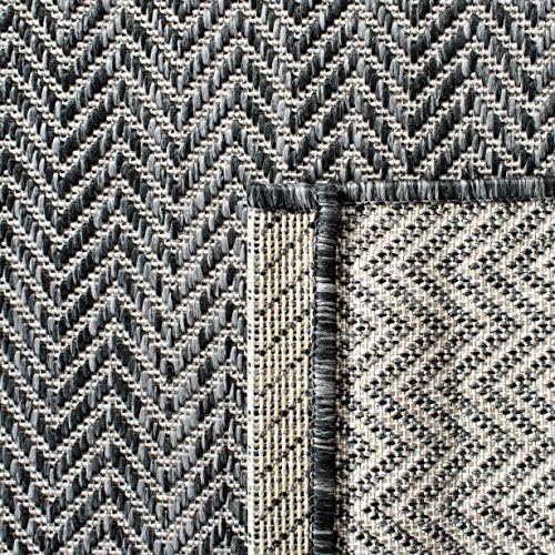 SAFAVIEH Courtyard Outdoor Square Rug 4', Modern Black & Beige CY8022-36621 - Image 3