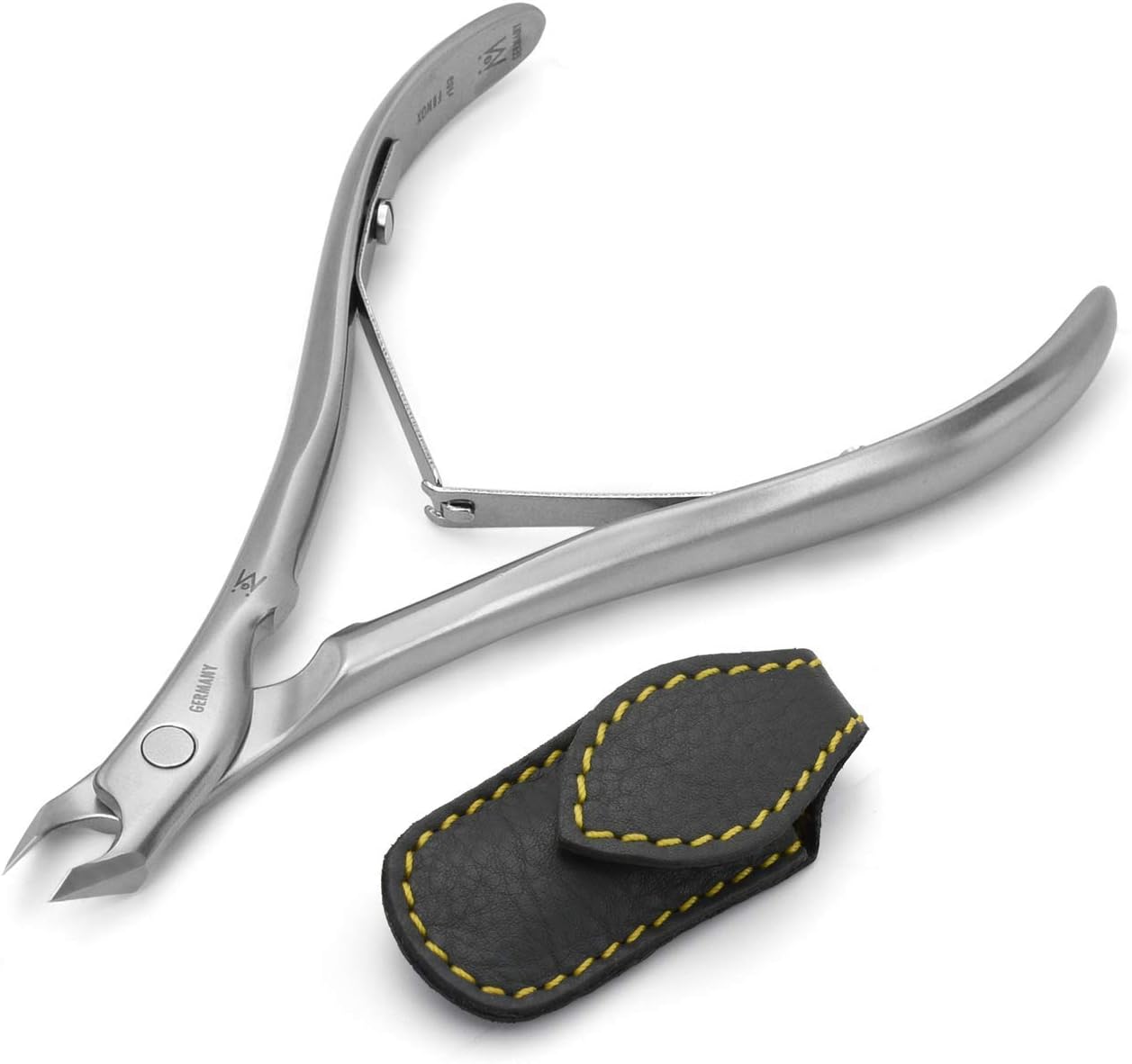 GERMANIKURE Tapered Professional Cuticle Trimmer - 1/4 Quarterl Jaw Nipper - Ethically Made in Germany - FINOX Stainless Steel Sharp Cuticle Remover in Leather Case – Manicure Tool, r153, 3mm